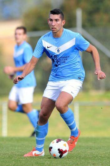 George Timotheou in action for Belconnen United last weekend. Photo: Jeffrey Chan