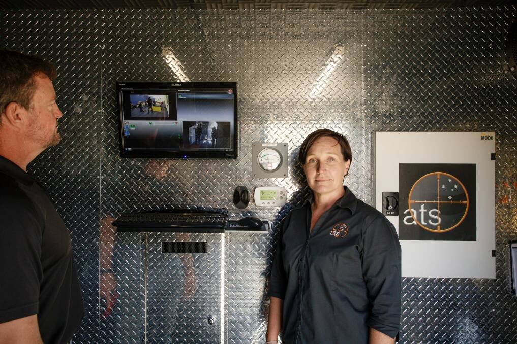 ATS CEO Paul Burns and chief operations officer Lee Bath say their 'live box' shooting range is a "game-changer" for Defence and police. Photo: Sitthixay Ditthavong