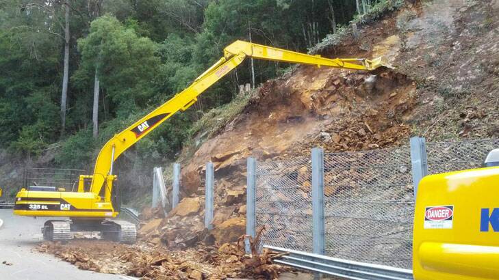 Roads and Maritime Services said there was a small land slip near on the Kings Highway near Pooh Corner.