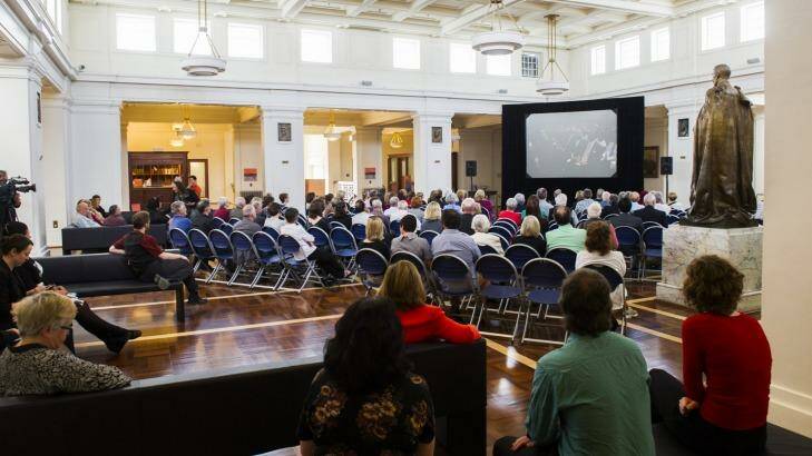 The crowd in King's Hall at Old Parliament House. Photo: Rohan Thompson
