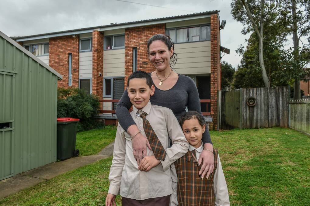Natasha Mamic, with son Traegan, 10, and daughter Alena, 5, says job opportunities in the Mount Druitt area are hard to come by. Photo: Brendan Esposito