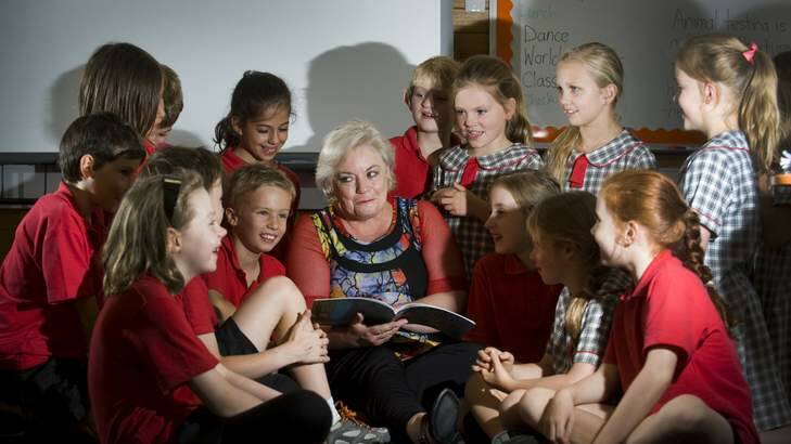 Torrens Primary School principal Sue Mueller with year 3 students, who have done well in the MySchool NAPLAN results. Photo: Elesa Kurtz