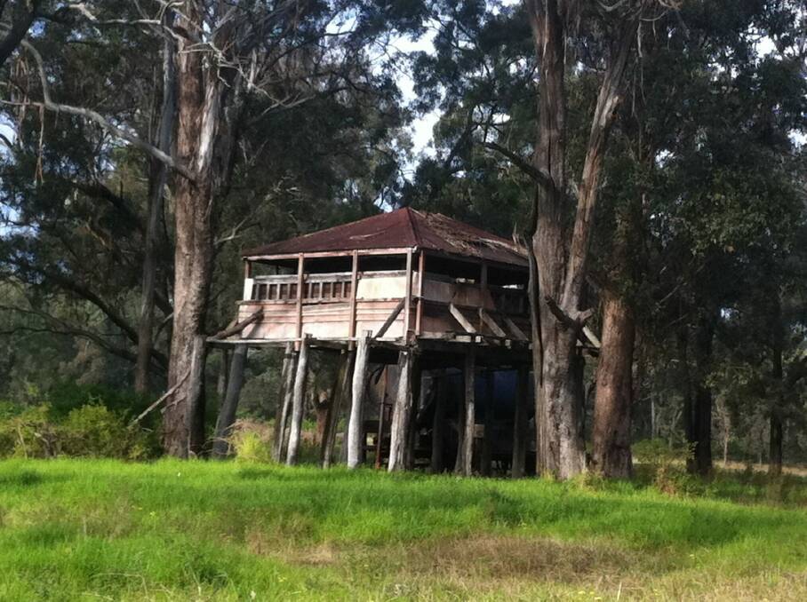 A recent photo of the so-called ''mystery'' structure on the Hume Highway. Photo: Tim the Yowie Man