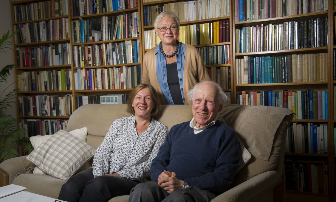 Ewa Mork (sitting) and Dr Arnhild Skre visited Canberra from Norway to meet with Dr Mautner to help them continue to document the role Norway played in helping save Jewish children during WWII. Photo: Elesa Kurtz