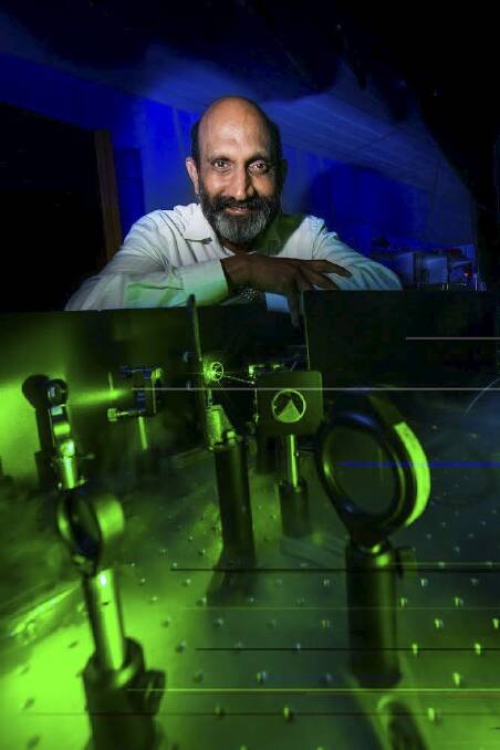 Professor Chennupati Jagadish is in his lab at the ANU Research School of Physics and Engineering. Photo: Supplied