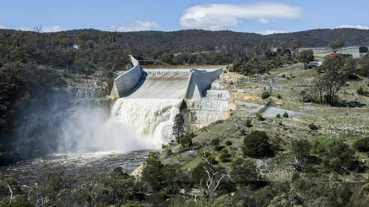 The Googong Dam has reached 100% capacity. Photo: Rohan Thomson