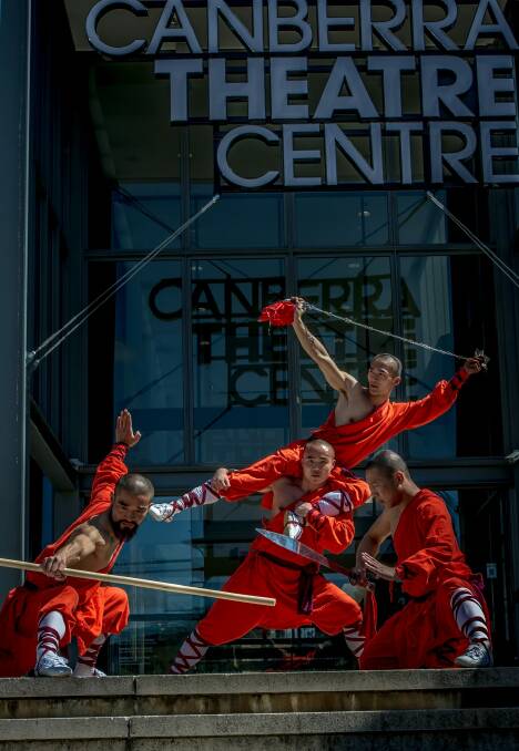 The legendary Shaolin Warriors will be punching, kicking and tumbling back to Canberra for two shows only these September School holidays. Pictured is: Zixhao Lu, Changjiu Wang, Shuo Wang and Changian Wang. Photo: Karleen Minney