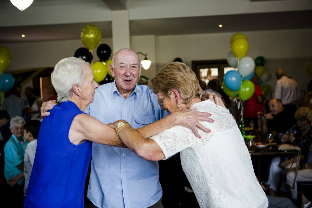 Queanbeyan's Bobby Griffin Bobby Griffin dancing with his sisters Gwenda (left), and Robin. Photo: Jamila Toderas