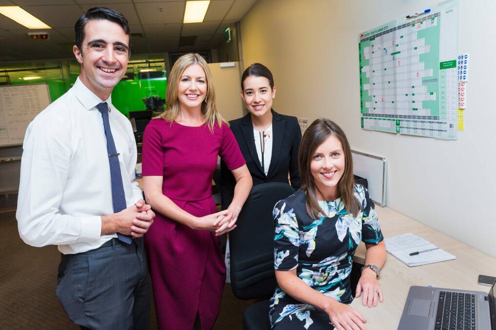 Channel Nine's new Canberra news team - Harry Frost, Vanessa O’Hanlon, Rosanna Kingsun and Emma Larouche. Photo: Developing Agents