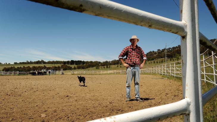 Greg Darmody, President of the Bungendore Rodeo Committee,   with his dog Joe. Photo: Colleen Petch