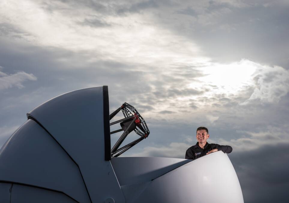 UNSW Canberra Space director Russell Boyce at the Falcon Telescope. Photo: Andrew Taylor