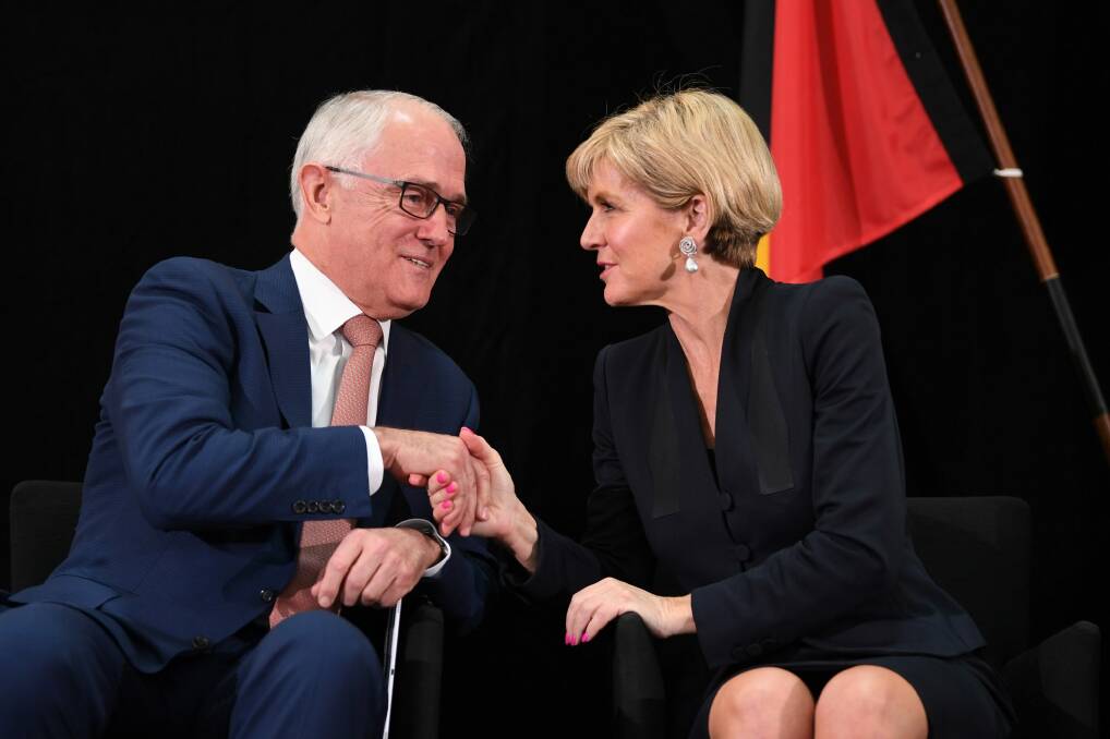 Leadership talk has reared its head – again. The Prime Minister with his deputy, Julie Bishop. Photo: AAP