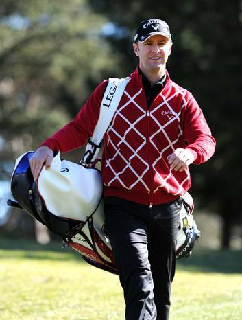 Canberra professional Brendan Jones gets some last-minute practice in at the Royal Canberra Golf Club, before flying to the USA on Sunday to compete in this year's US Open. Photo: Graham Tidy