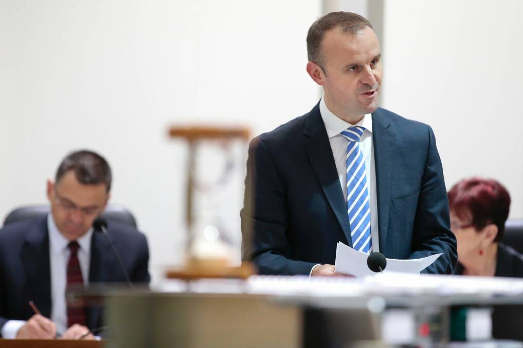 Andrew Barr's lower than forecast deficit for this year has come at the expense of next year's budget bottom line. Photo: Jeffrey Chan