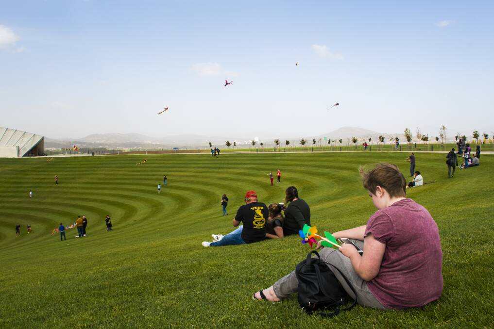 Kites flying over the National Arboretum in Canberra in 2017. A site for a hotel at the arboretum will hit the market in 2019.  Photo: Elesa Kurtz