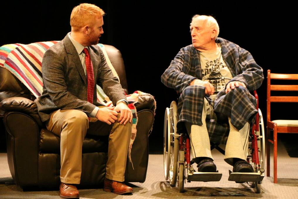 Dave Evans, left and Graham Robertson in Queanbeyan City Council's "Tuesdays With Morrie" which won the CAT Award for Best Production of a Play. Photo: Andrew Sadow