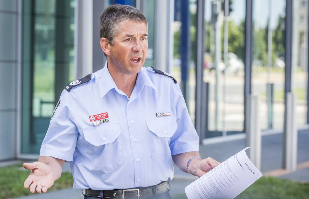 ACT Policing acting superintendent Harry Hains appeals for information on whereabouts of missing man Robert Sigismundi. Photo: Matt Bedford