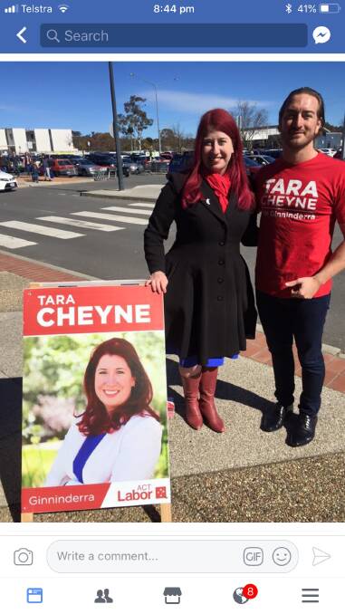 Screenshots show Brendan Baker volunteered for Tara Cheyne's election campaign. Photo: Facebook
