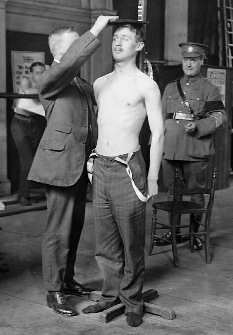 A World War I enlistment medical examination.