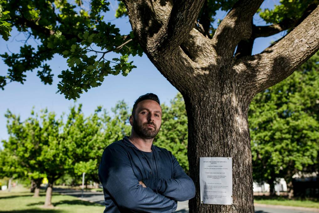 Developer Nik Bulum is unhappy about signs that have been put up around Ainslie. Photo: Jamila Toderas