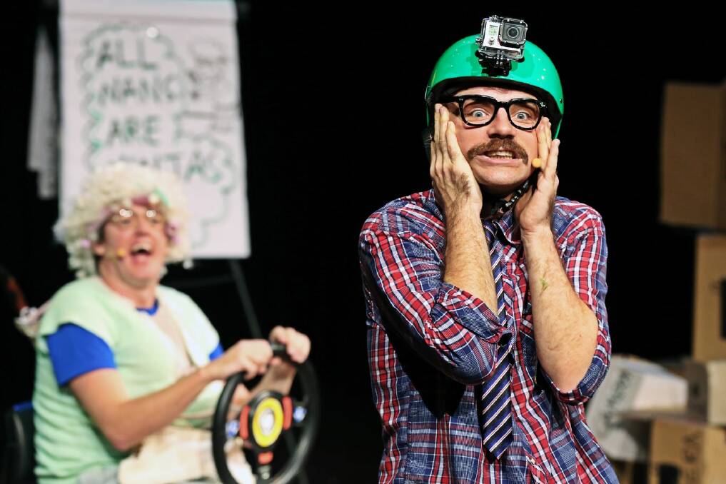 Matt Kelly, left, and Richard Higgins, with moustache,  performing as The Listies. Photo: Prudence Upton and Sydney Opera House