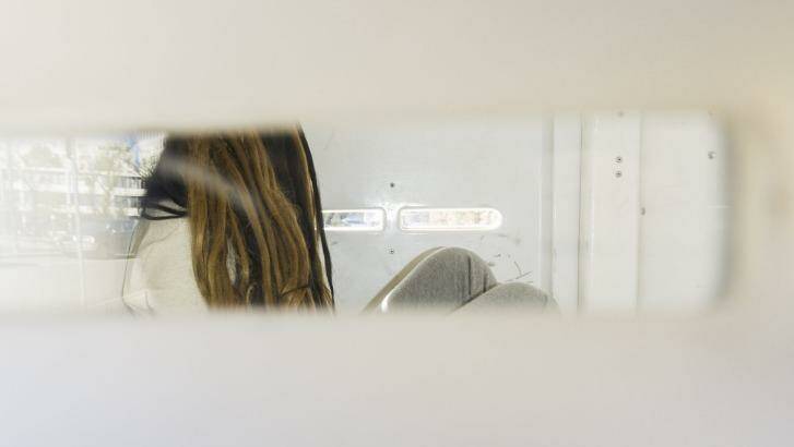 The accused: Gabriella Woutersz arrives at court in the back of a police van. Photo: Rohan Thomson