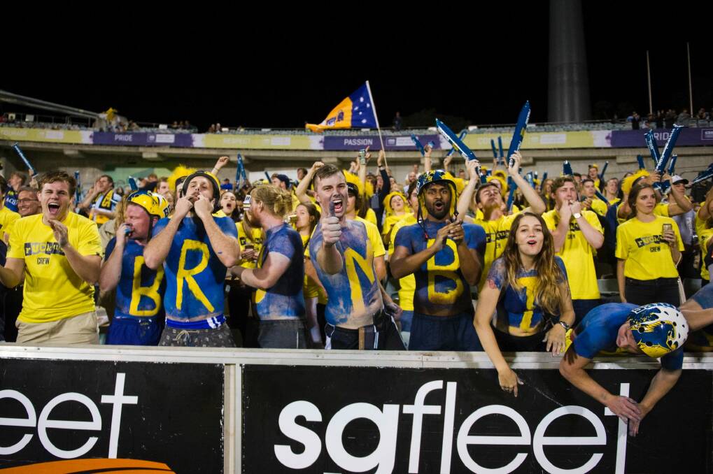 Brumbies fans at Canberra Stadium. Photo: Rohan Thomson