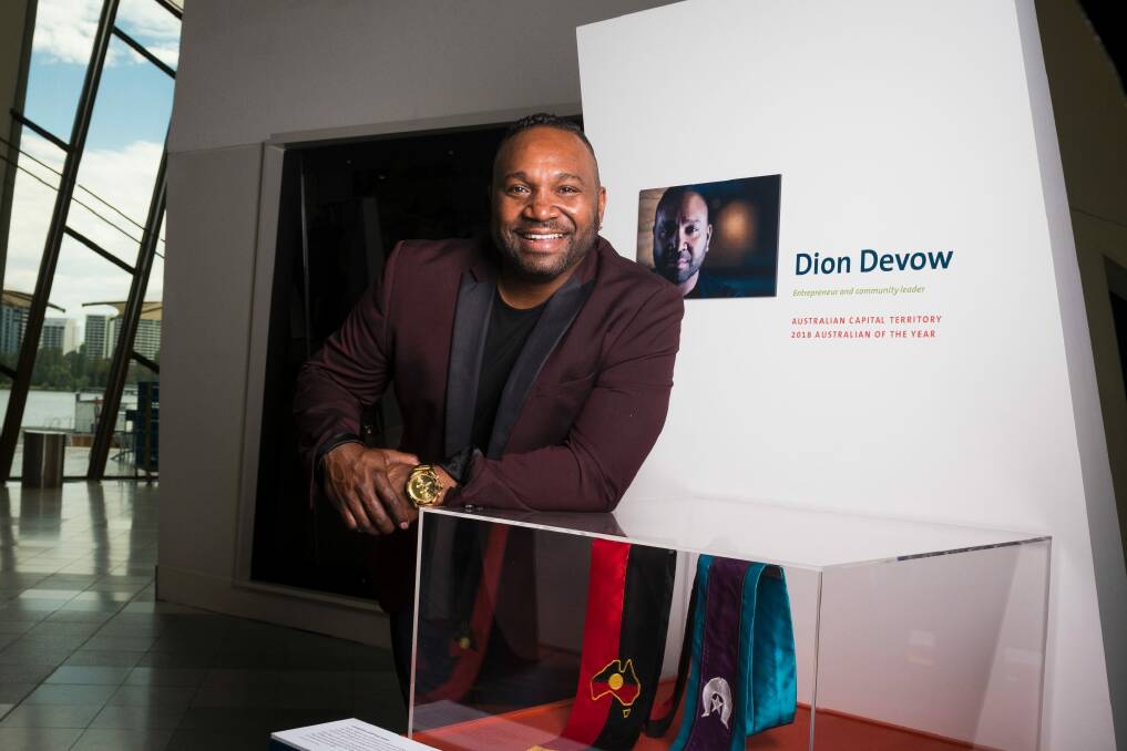 The ACT's  2018 Australian of the Year, Dion Devow, chose objects that reflect the importance of religion and education to his life. Photo: Dion Georgopoulos