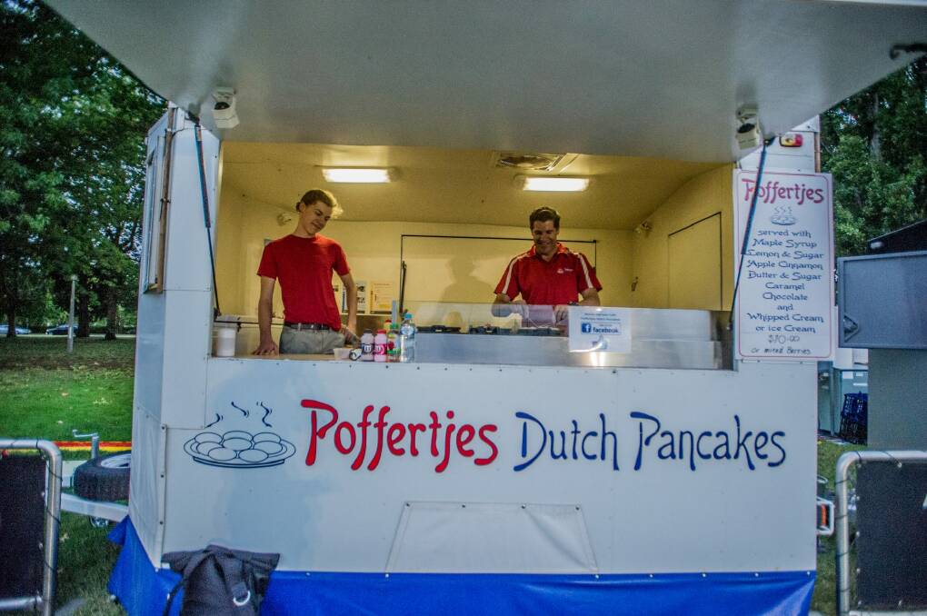Will (left) and Troy Klep wait for customers at their Poffertjes stall. Photo: Karleen Minney