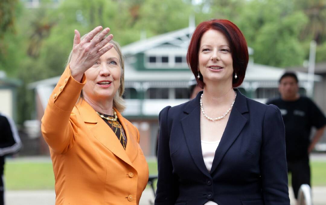 Hillary Clinton and Julia Gillard in Melbourne in 2010. Photo: Angela Wylie