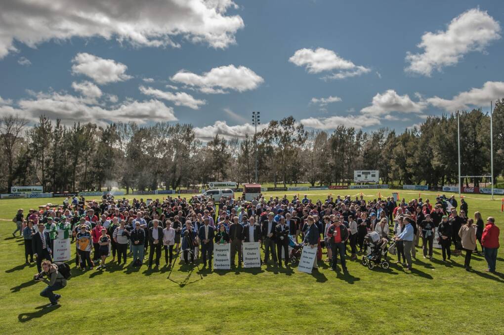 Clubs ACT public rally at the Raiders Belconnen oval. Photo: Karleen Minney