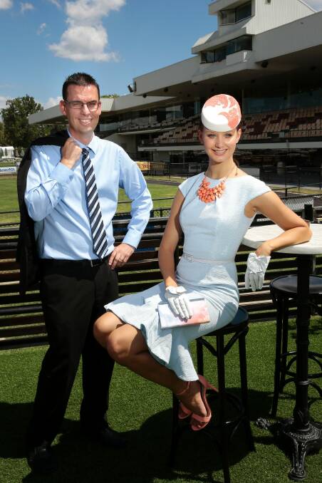 Face of Canberra Racing Emily Dibden with Andrew Clark of Giralang in Marquee 1 at Thoroughbred Park ahead of the 2015 Black Opal Stakes Day on this Sunday. Photo: Jeffrey Chan.