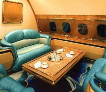 The lounge in the interior of the Sultan of Brunei's jet. Photo: Supplied