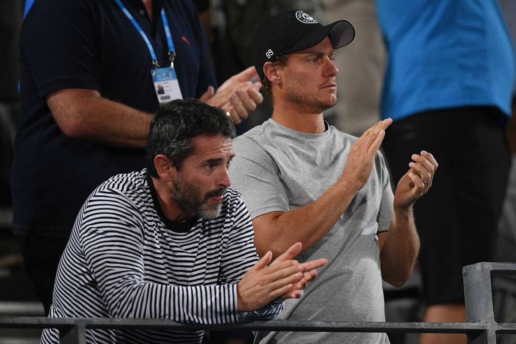 'Could use a bit of a touch up to modernise it a bit more': Lleyton Hewitt watches Alex de Minaur defeat Feliciano Lopez in the Sydney quarter-finals. Photo: AAP