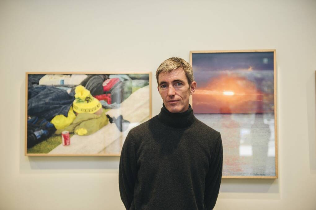 Australian artist David Jolly with some of his works. Photo: Rohan Thomson