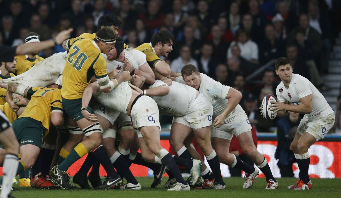 Mauled: The Australian pack were smashed by their English rivals. Photo: AFP