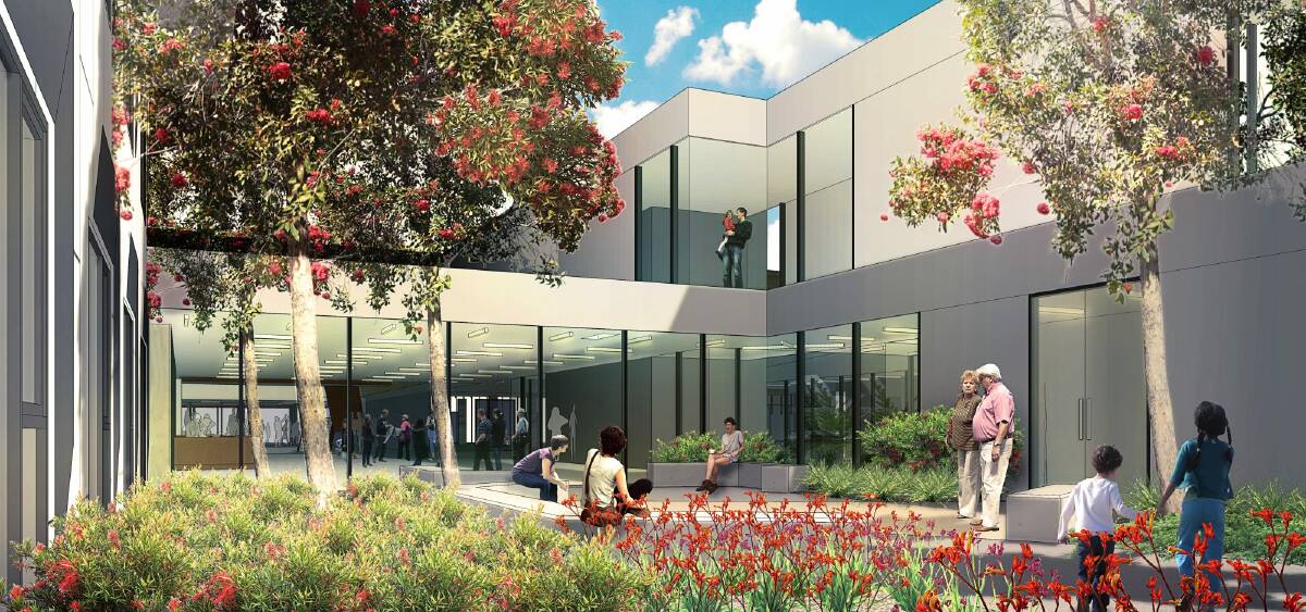 An artist's impression of the courtyard of the new University of Canberra public hospital. Photo: Supplied