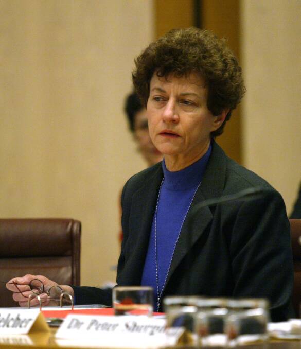 Barbara Belcher appearing before a Senate committee in 2003, when she was a senior public servant. Photo: Penny Bradfield