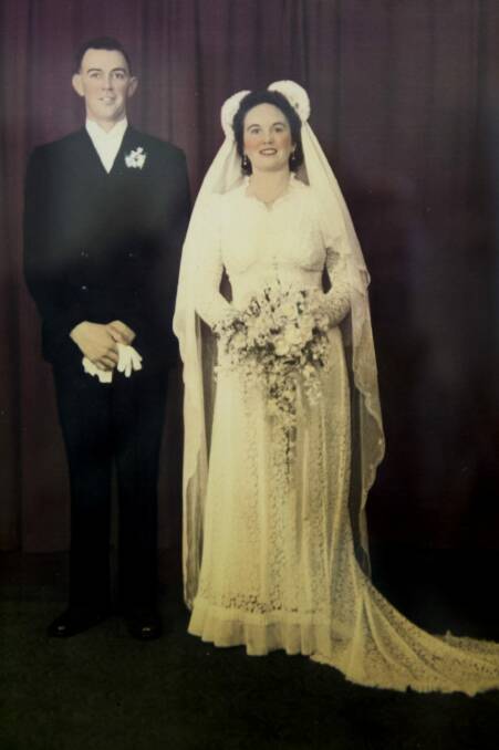 The Flanigans on their wedding day, June 30, 1945.  