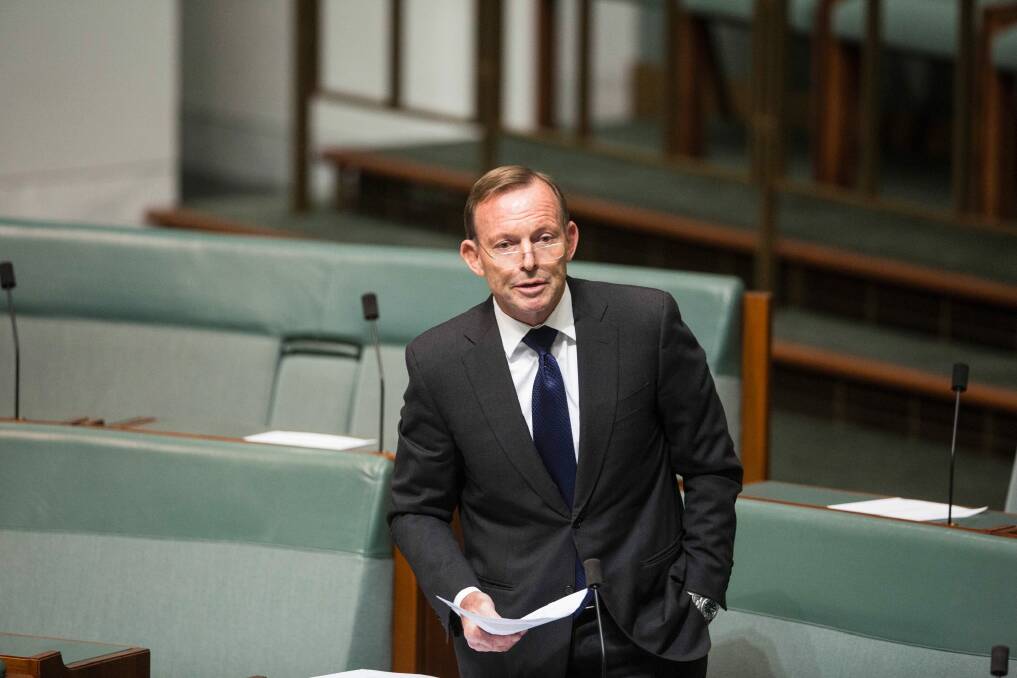 Former prime minister Tony Abbott in Parliament this week. Photo: Dominic Lorrimer