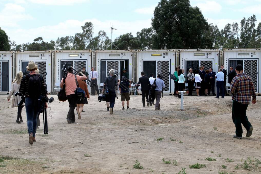 Shipping containers being used as cells at the Dhurringile Prison near Shepparton to relieve the pressure of overcrowding in Victoria's prisons.  Photo: Angela Wylie