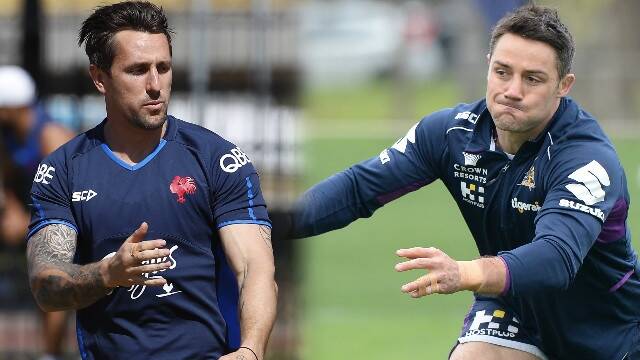 Not at fault: Cooper Cronk, right, has replaced Mitchell Peace at the Roosters. Photo: AAP