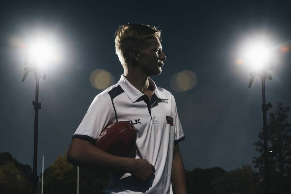 Canberra footballer Jack Powell who has been selected to play in the under-17s Australian AFL team for an ANZAC match against New Zealand.  Photo: Rohan Thomson