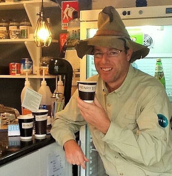 Tim samples the 'Henry' sized coffee at Mayfield Mews in Bowning. Photo: Dave Moore
