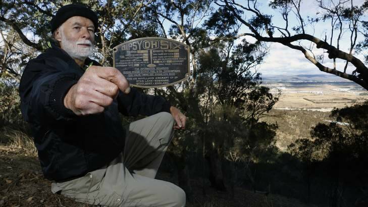 Dave Wheeler, of Gordon, with the engine plate of a 'Series 2 de Haviland Gipsy Six' salvaged in his early teens from a plane crash on Mt Ainslie. Photo: Jeffrey Chan