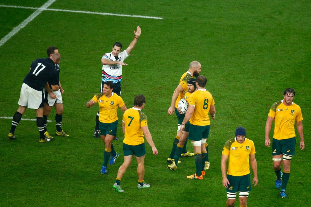 Defining moment: Referee Craig Joubert awards Australia a late match-winning penalty. Photo: Getty Images