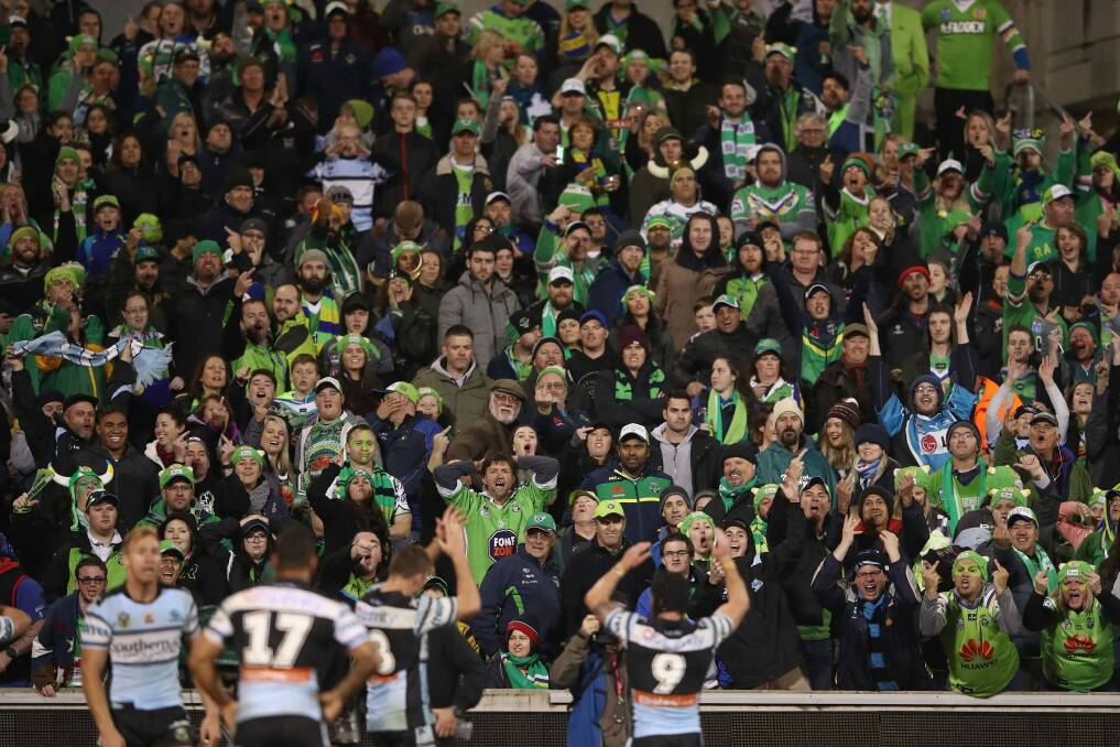 Viking clap drama: Michael Ennis mocks Raiders fans. Photo: Getty Images