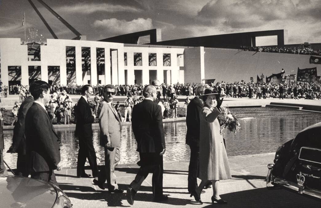 Queen Elizabeth II attends the opening of the new Parliament House in Canberra on May 5, 1988.  Photo: Fairfax Archives