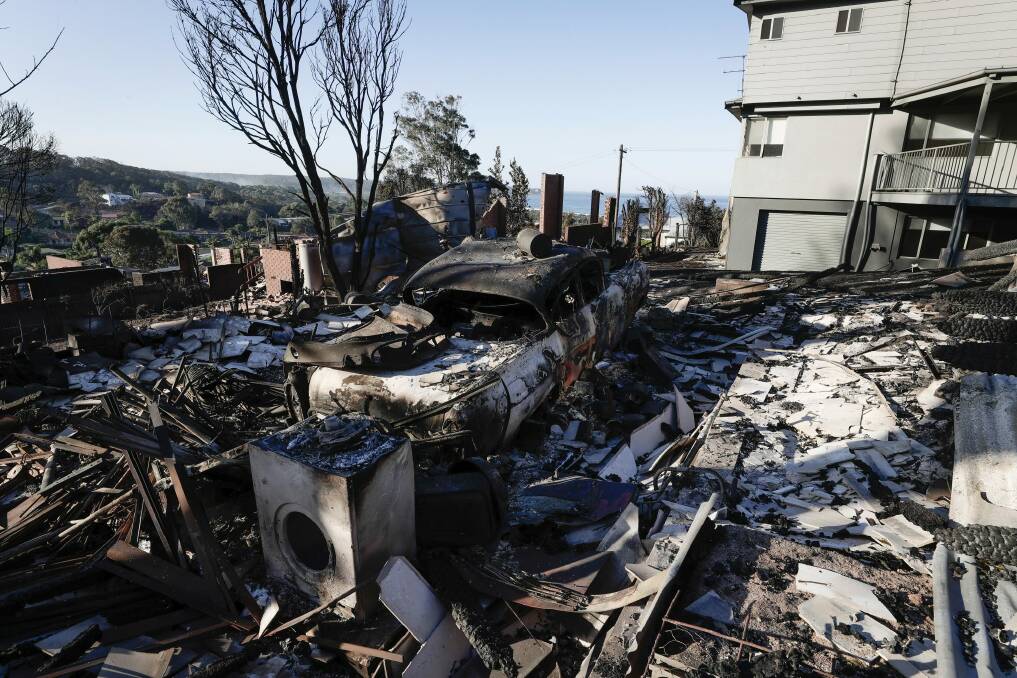 A home in Tathra burnt down during the Tathra bushfires in NSW.  Photo: Alex Ellinghausen