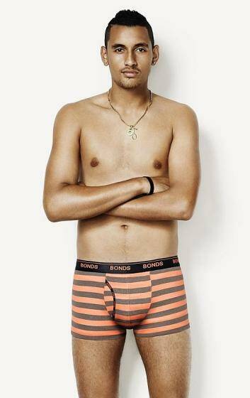 Nick Kyrgios is the new Bonds pin up boy, despite saying he goes 'commando' on court. Photo: Bonds